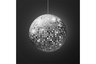 Disco ball mirror. Sphere soffit reflection disco music party silver g