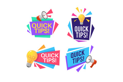 Quick shortcuts. Useful tips and recommendations with megaphone and li