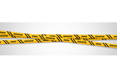 Yellow ribbons Warning. Quarantine safety warning tapes frame, caution