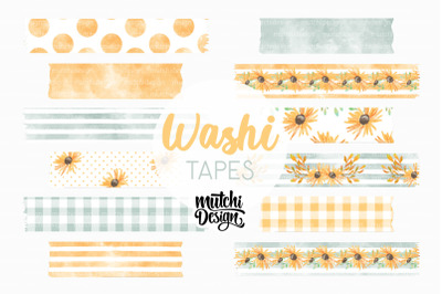Watercolor Sunflowers Washi Tapes