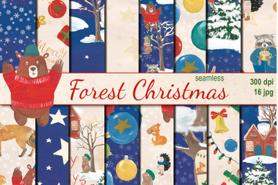 Christmas Forest seamless patterns