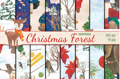 Christmas Forest seamless patterns