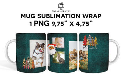 Teal Mug Wrap, Santa Photo Mug PNG Sublimation