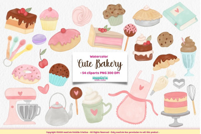 watercolor cute bakery cliparts