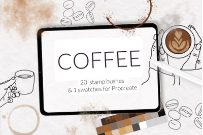 Coffee stain, coffee cup stamp brush