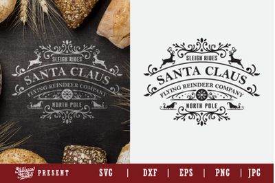 Santa Claus Sleigh Rides SVG Cut File for Christmas signs