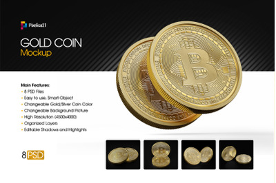 Gold / Silver / Cryptocurrency Coin Mockup