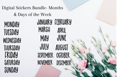 Digital Stickers Bundle Months and Days