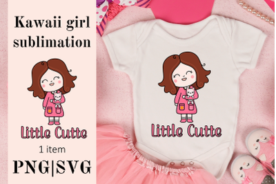 Little cutte sublimation, kawaii doll girl png and svg files
