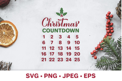 Christmas Countdown sign. Advent calendar. Christmas SVG