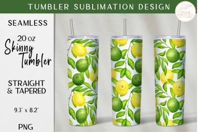 Citrus Tumbler Sublimation PNG. Summer Fruits Tumbler Wrap for 20 oz