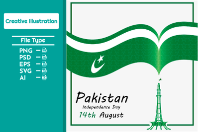 Pakistan independence day 14th August creative illustration