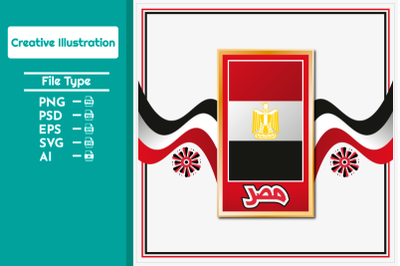 Egypt flag flat vector creative  illustration