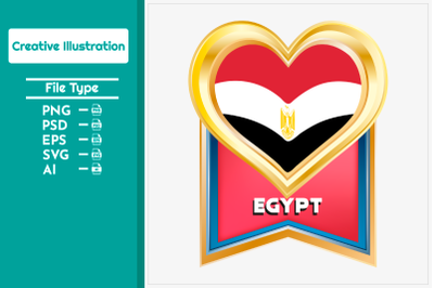 Egypt flag vector with heart creative  illustration