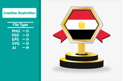 Egypt flag vector on podium creative  illustration