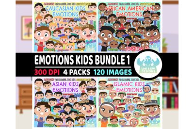 Emotions Kids Clipart Bundle 1 - Lime and Kiwi Designs
