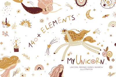 Unicorn, Mermaid, Fairy collection