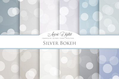 Silver bokeh Digital Paper