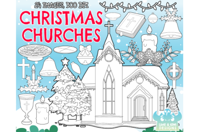 Christmas Churches Digital Stamps - Lime and Kiwi Designs