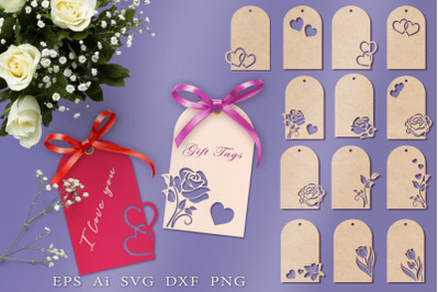 Collection of gift tags. Valentine&#039;s Day, wedding