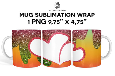 Orange Heart Christmas Sublimation Photo Mug Wrap