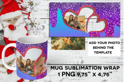 Purple Heart Christmas Sublimation Photo Mug Wrap&nbsp;