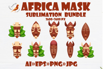 Africa Mask Sublimation BUNDLE design PNG EPS AI