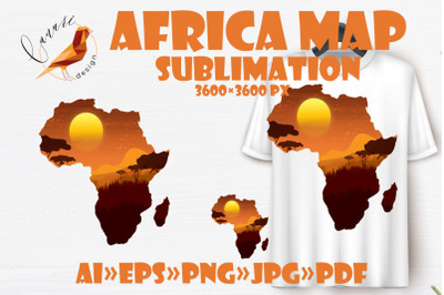 Africa Map Silhouette Sublimation design PNG EPS AI