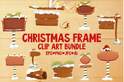 Christmas Frames clip art sublimation bundle PNG AI