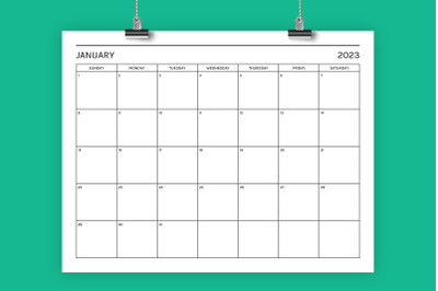 2023 Basic 8.5 x 11 Inch Calendar