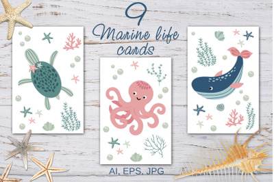 Marine life  cards