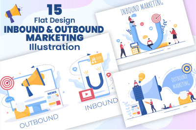 15 Inbound and Outbound Marketing Illustration