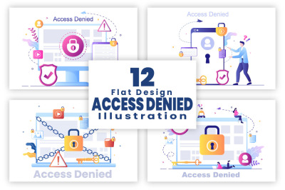 12 Login Access Denied Vector Illustration