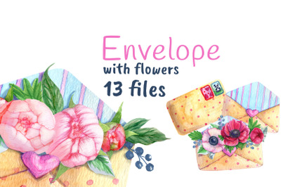 Watercolor Envelope With Flowers