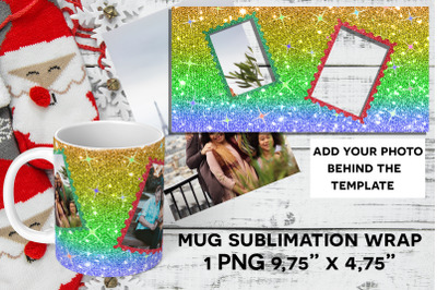 Christmas Sublimation Photo Mug Wrap, Gradient Glitter Mug PNG  You wi