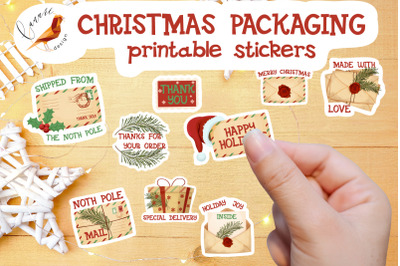 Christmas Packaging Thank you Printable Stickers PDF PNG