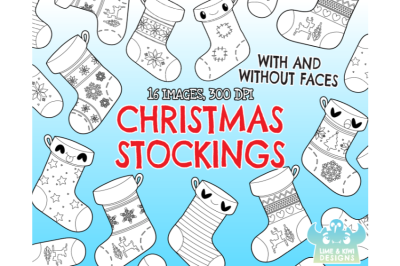 Christmas Stockings Digital Stamps - Lime and Kiwi Designs