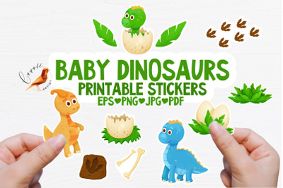 Dinosaur BABY Printable stickers PDF PNG