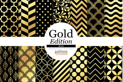 Black With Gold Background Digital Paper - PMR1208