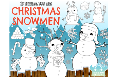 Christmas Snowmen Digital Stamps - Lime and Kiwi Designs