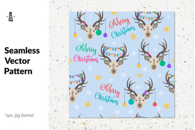 Christmas deer seamless pattern