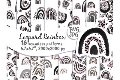 Rainbow Leopard Digital Paper Seamless Pattern