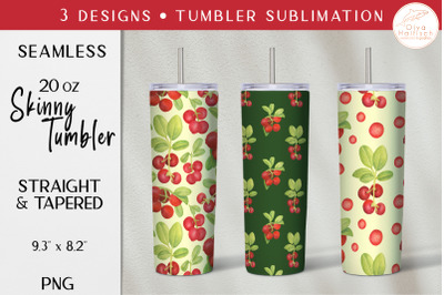 Red Berry Tumbler Sublimation. 20oz Summer Tumbler Wrap PNG