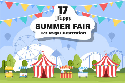 17 Summer Fair Carnival Landscape Playground Illustration