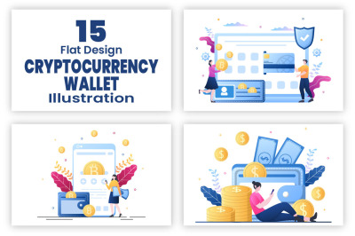 15 Cryptocurrency Blockchain Wallet Application Illustration