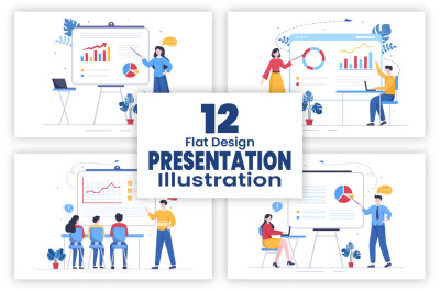 12 Presentation Marketing Planning Cartoon Illustration