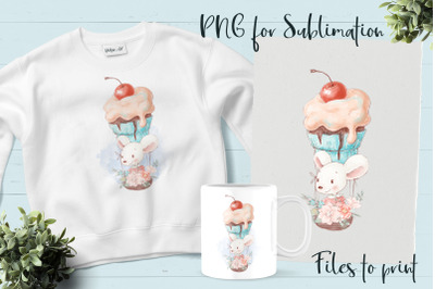 Cute mouse sublimation. Design for printing.