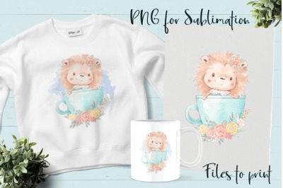 Cute Hedgehog sublimation. Design for printing.