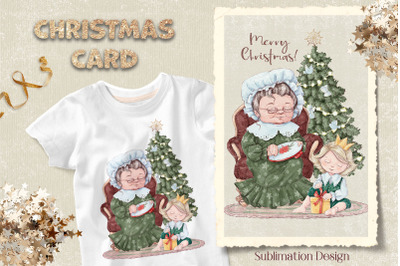 Christmas cards sublimation. Design for printing.