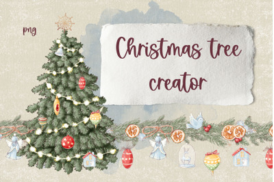 Clipart Creator Christmas tree. Registration of invitations, set for s